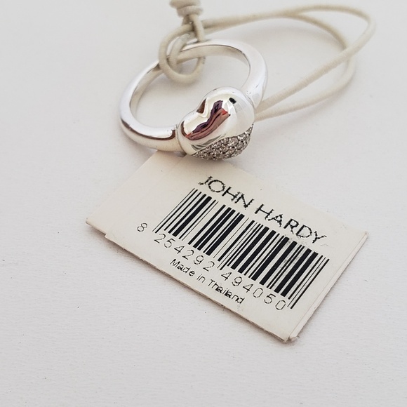 John Hardy Sterling Silver 0.22ct Pave Diamond Pebble Heart Ring Size 7 - Picture 4 of 10